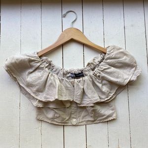 Zara size XS beige off the shoulder linen top